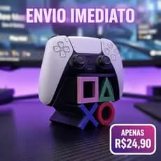 Suporte Controle PS5 e PS4 Gamer | Base PlayStation Setup Premium Preto ou Branco