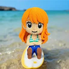 Boneco Nami One Piece Geek Colecionável Premium Estilo Amigurumi Cabeça Articulada