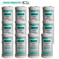 Refil Filtro Kit 12 Carbon Block 5" Carvão Ativado Microtek Tira Cloro Cheiro Odor da Agua
