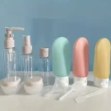 Kit 11 Frascos Porta Shampoo/ Cremes/ Plastico Para Viagem