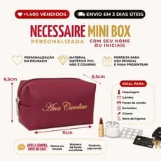 Mini Necessaire Feminina Personalizada Nome ou Inicial Box Organizador de Bolsa Porta Maquiagem Porta moedas Viagem