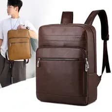 Bolsa De Ombro Masculina Casual Mochila De Negócios Couro PU Grande Capacidade Computador Mochilas Simples