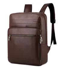 Bolsa De Ombro Masculina Casual Mochila De Negócios Couro PU À Prova D'água Computador De Grande Capacidade