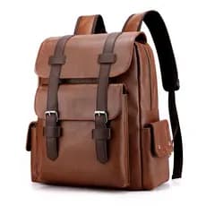 Mochila Masculina Grande Capacidade para Computador - Couro PU, Viagem e Lazer, Confortável,Remessa do Brasil