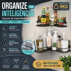 Porta Shampoo - Suporte  De Canto  Com adesivos Prateleira Para Banheiro E Sabonete - CH