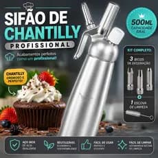 Garrafa De Chantilly Sifão Profissional De Alumínio -500ml - 3 Bicos - CH