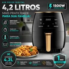 Air Fryer 4,2 Litros 1500W 127v Digital Sem Óleo Timer Antiaderente Fácil Limpeza - CHAI