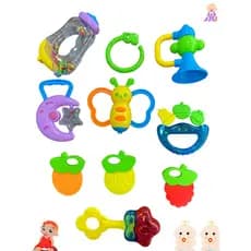 kit 10 Peças Chocalho e Mordedor Brinquedo Educacional Infantil Bebê