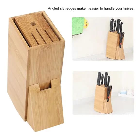 Suporte Faqueiro Organizador De Facas Cepo Bambu Anti Fungos
