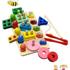 Brinquedo Educativo Pedagógico  Madeiro +24 Peças Colorida Para Criança