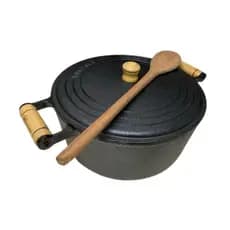 Caçarola Panela De Ferro N° 26 Tampa 5,1 L Santana Grande Cor Preto