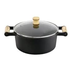 Panela Caçarola 24 Cm Ferro Com Tampa Vidro Fundição Santana