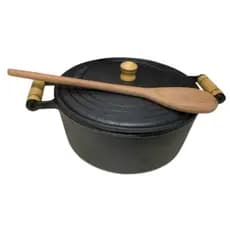 Caçarola De Ferro N°20 Com Tampa 2,6 Litros Panela De Ferro  Santana Preta