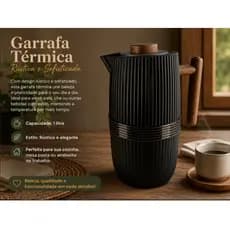 Garrafa Térmica 1 L Para Café Chá Com Ampola Vidro Bico Antigotas Tampa Click