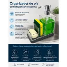 Porta Detergente Esponja Dispenser Organizador De Pia Grande Tuut
