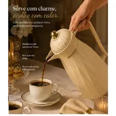 Garrafa Térmica Café Chá 1 L Abertura Click Luxo Mesa Posta Tuut Bege