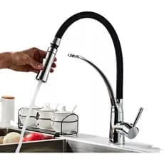 Torneira Jato Cozinha Gourmet Silicone Preto Monocomando Cromado