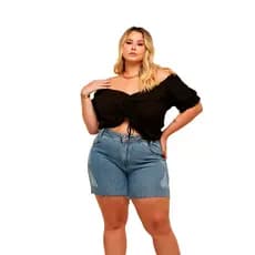Short Plus Size Bermuda Feminino Jeans Mulher Cintura Alta Lycra Elastano Na Coxa Coxa Para Shorts Verao Calor Primave