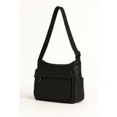 Bolsa Feminina Tiracolo Transversa de Couro Preta e Rosa Média Casual Moderna Bolsa de Ombro Bolsa de Mão Bolsa Espaçosa
