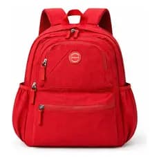 Mochila Grande Impermeável Vermelha Unissex Escolar Trabalho Faculdade Reforçada com Bolsos Extras