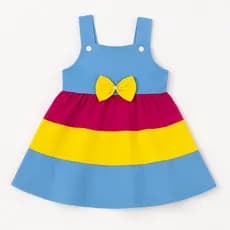 Vestido Bebê 0 a 7 Meses Colorido 100% Algodão com Laço Pérola Confortável Presente Infantil Luxo