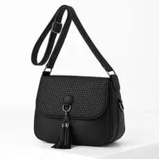 Bolsa Feminina Transversal Media Preta Casual Alça Regulável com Zíper Espaçosa Dia a Dia Trabalho.