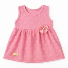 Vestido Bebê Festa Menina Renda Laço Pérola Roupa Infantil Luxo Até 07 Meses Rosa Presente Fofura