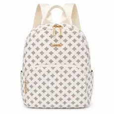 Mochila Feminina Grande Leisite Bege Trabalho Faculdade Viagem Bolsa Executiva Premium Zíper Luxo PU