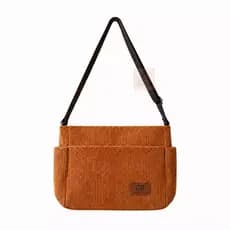 Bolsa Transversal Feminina Cotelê Estilo Hippie Grande Casual Com Bolsos Alça Regulável Faculdade Trabalho Dia a Dia Top