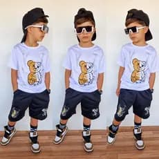 Conjunto Infantil Menino Verão – Bermuda + Camiseta com Estilo e Conforto | 1 a 12 Anos - Conjunto infantil