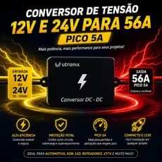 Conversor De Tensão Entrada 12v Ou 24v Saída 56v-5a Utronix