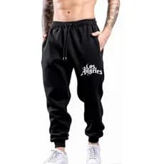 Calça Moletom Los Angeles Jogger Masculina Quentinha Confortável com Bolsos Laterais Cordão
