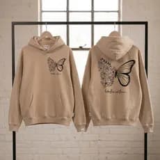 Agasalho Moletom Feminino Borboleta Inverno Blusa de Frio Estampa Criativa Butterflies and Flowers Streetwear Premium