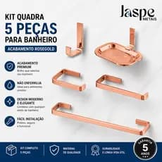 Kit Quadra RoseGold 5 Peças - Kit Acessórios Para Banheiro