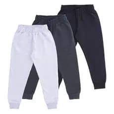 Kit 3 Calças Moletom Kyly Infanto Juvenil Flanelada Com Punho Menino Menina Inverno Felpada Escolar