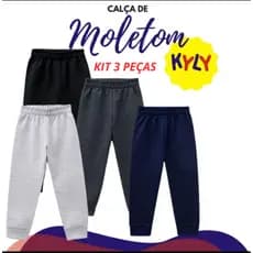 Kit 3 Calças Moletom Kyly Original com Punho Confortável e Flanelada