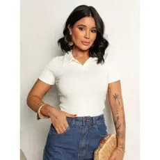 Blusa Feminina Gola Polo  Ribana Canelada Premium Algodão Conforto Camisa