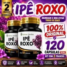 Ipê Roxo 500mg – 60 Cápsulas | Folhas Verdes |Produto Natural - Reforço imunológico - Envio imediato
