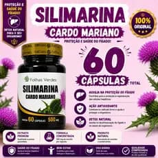 Silimarina cardo mariano 500mg 60 cápsulas - 100% natural e original folhas verdes - Envio Imediato