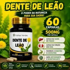 Dente de Leão em Cápsulas – 500mg | 60 cápsulas Folhas Verdes - Envio Imediato