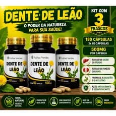 KIT COM 3 Dente de Leão em Cápsulas – 500mg | 60 cápsulas cada frasco Folhas Verdes - Envio Imediato