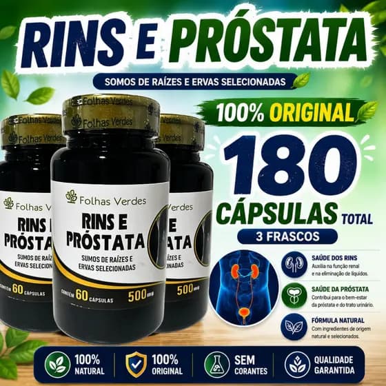 Kit com 3 Rins e próstata 500mg 180 cáps - 100%original e natural Folhas verdes - Envio Imediato