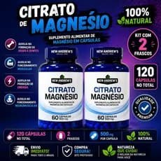 Citrato de Magnésio – 60 cápsulas cada frasco 500mg New Andrews - Envio Imediato