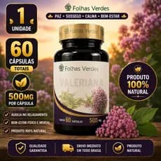 2un vale paz/sossego/calma/sono 60cápsulas 500mg folhas verdes