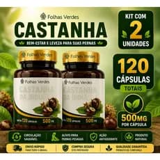 Kit 2 Cápsula castanha ind.- Folhas Verdes- 60 cápsulas- 500mg - Envio Imediato