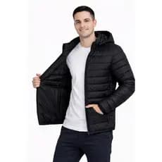 Jaqueta bobojaco Preta Unissex Com Capuz Bobojaco Bomber Men's Puffer Jacket Winter Cold Weather Removable Cap