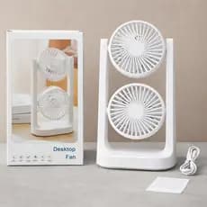 Ventilador de Mesa Duplo Portátil USB Silencioso e Ajustável