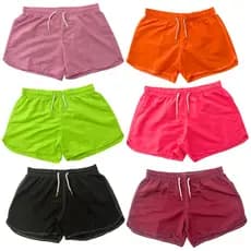 Shorts feminino neon tactel liso adulto praia piscina verão verao short