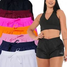 Kit 2 Shorts Tactel Feminino Shortinho Saida Praia Academia Reforçado Mini Shorts