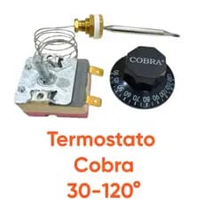Termostato Buffet Térmico 30-120°C 16A Cobra com Bucha Bivolt Marmiteira Cafeteira Self-Service Estufa Sanduicheira